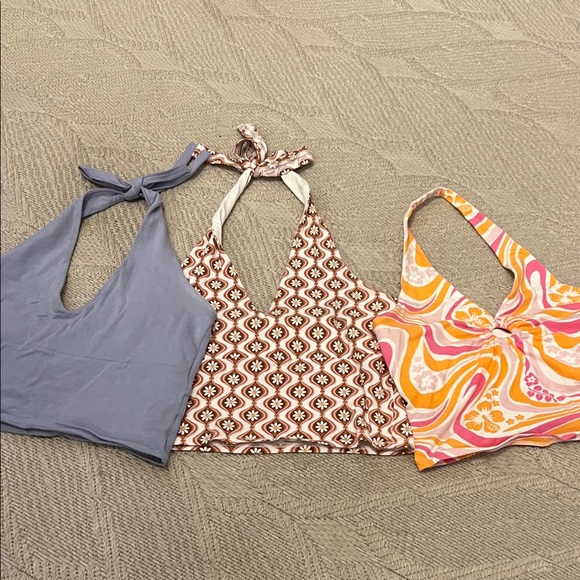 Hollister Tops - Stylish Women's Halter Tops - Blue, Brown, and Pink